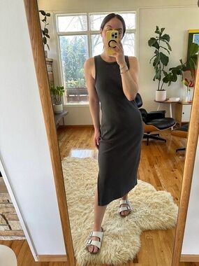 Upwest Sleeveless Midi Tank Dress in Charcoal